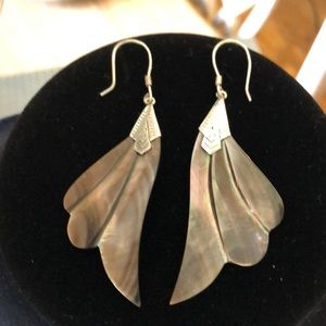 Like NEW! (Marked) Vintage Sterling Silver & Abalone Shell Earrings